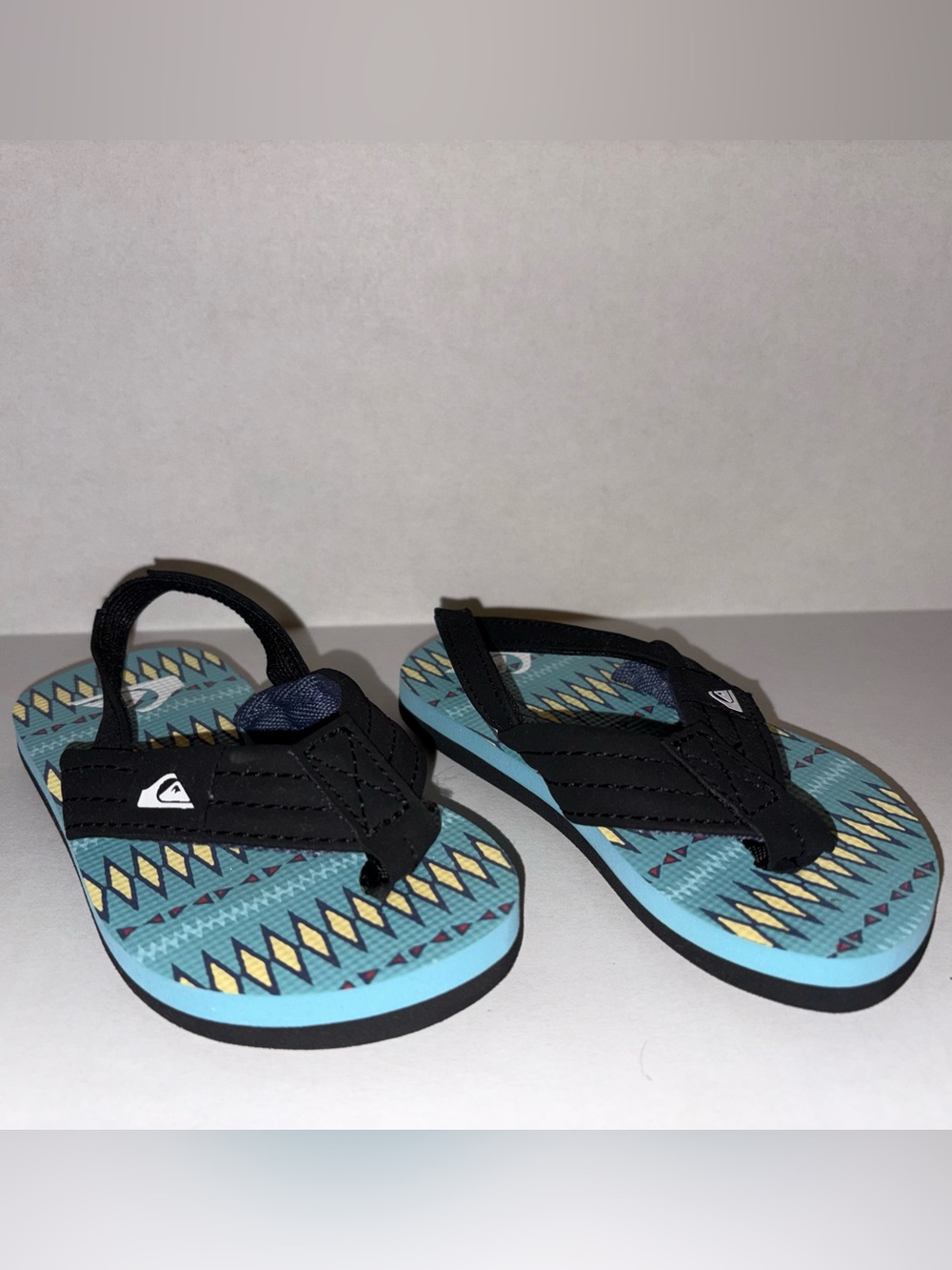 Quiksilver Kids Teal Geometric Pattern Flip Flops